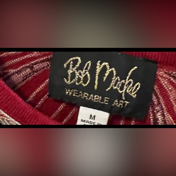 BOB MACKIE RED SWEATER with sequence (M) - Picture 4 of 6